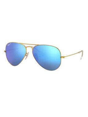 NEW RAY-BAN RB3025 Aviator Sunglasses Matte Gold / Blue Mirror 58mm